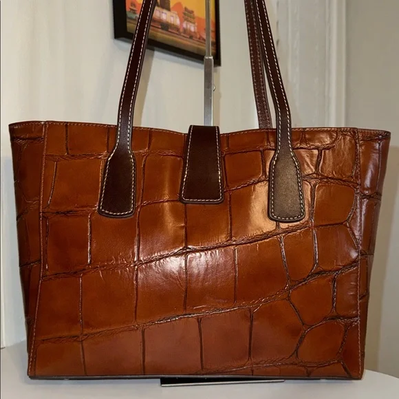 Dooney & Bourke Croco Small Shannon Tote Embossed Leather Top Handle Hook & Loop - Picture 3 of 9
